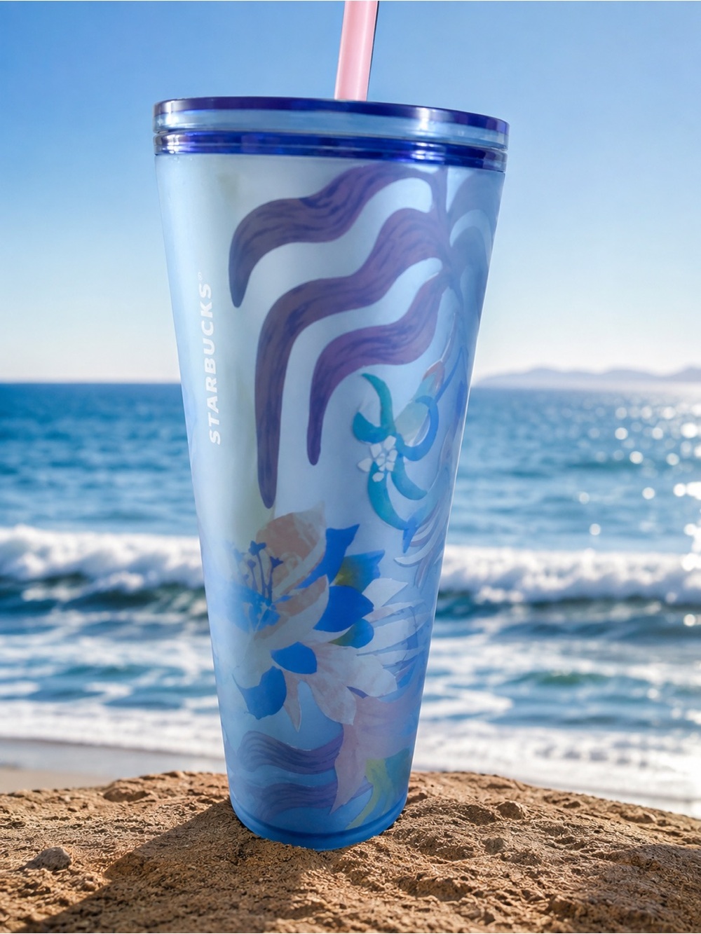 Starbucks Blue Floral & Waves Tumbler